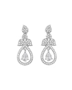 VOJ Silver Plated Ad Studded Designer Necklace With Earrings Set