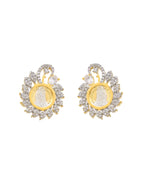 VOJ Dual Toned Ad-Studded Pendant With Chain And Earrings Set