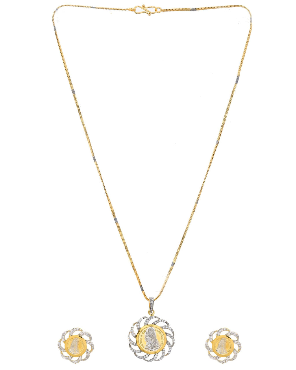 VOJ Dual Toned Ad-Studded Coin Chain Set
