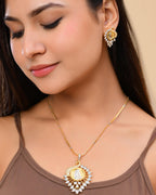 VOJ Dual Toned Ad-Studded Peacock Shaped Chain Set