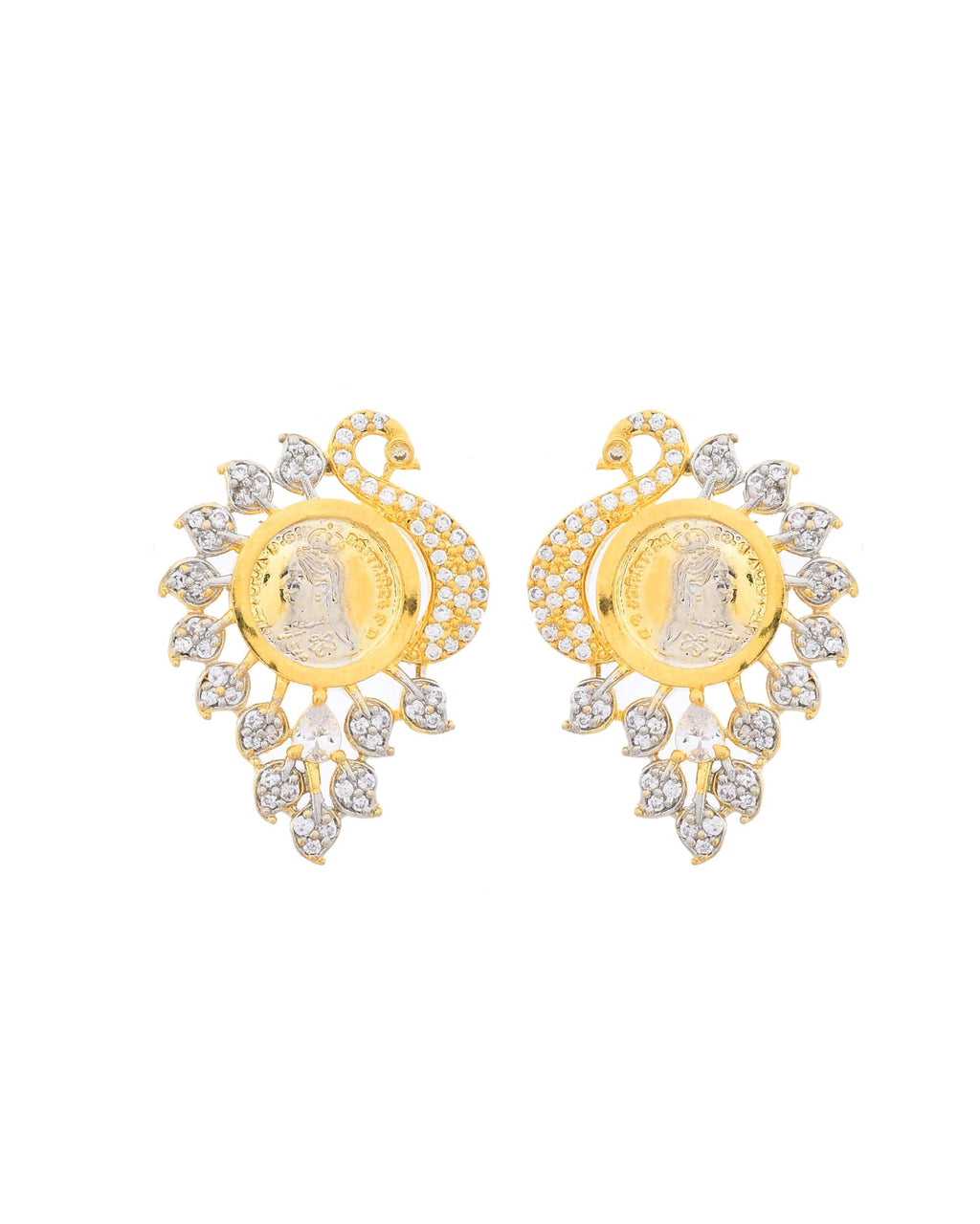 VOJ Dual Toned Ad-Studded Peacock Shaped Chain Set