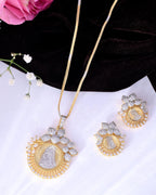 VOJ Dual Toned Ad-Studded Designer Coin Chain Set