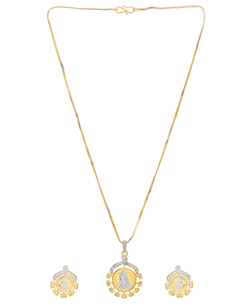 VOJ Dual Toned Ad-Studded Designer Chain Set