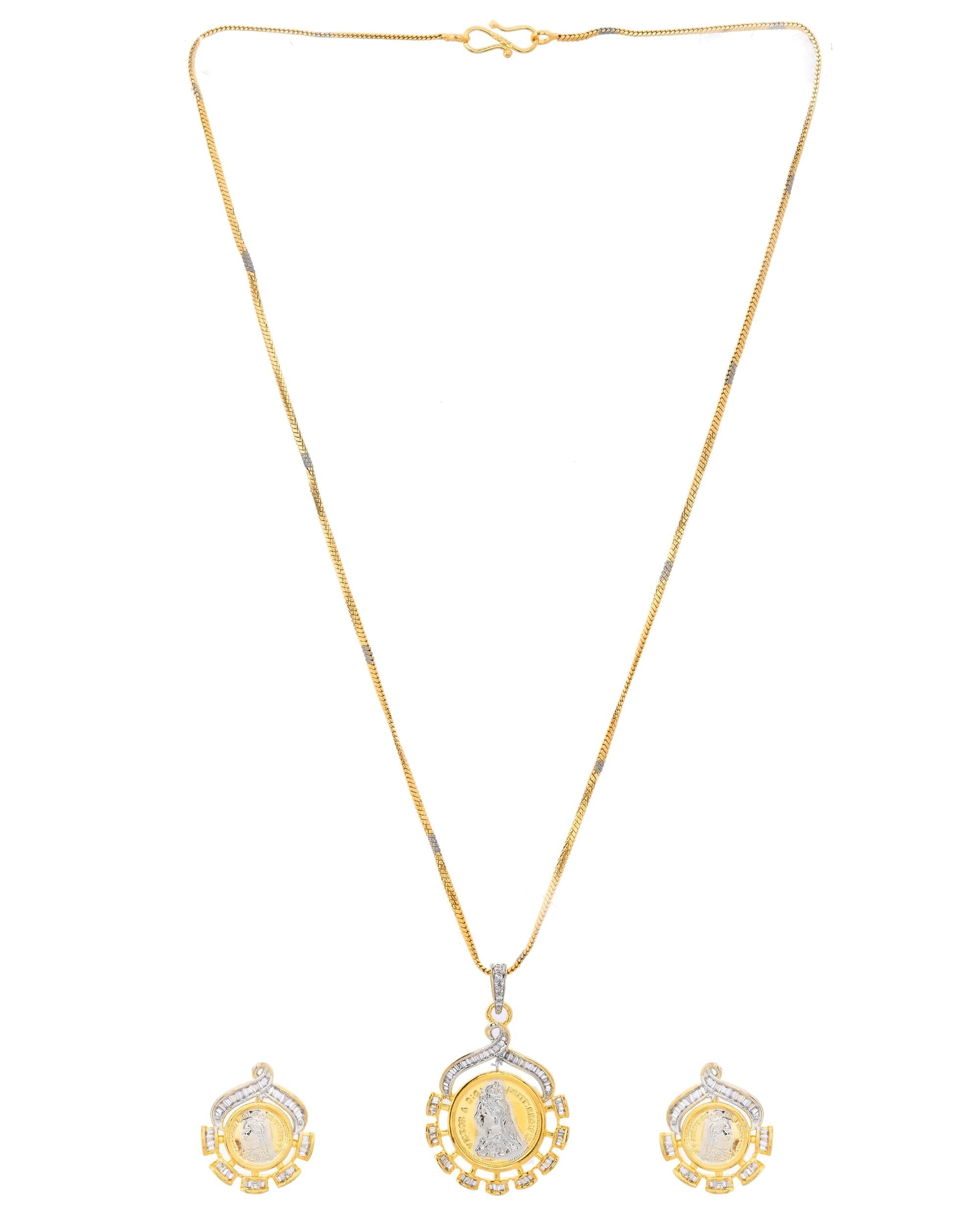VOJ Dual Toned Ad-Studded Designer Chain Set