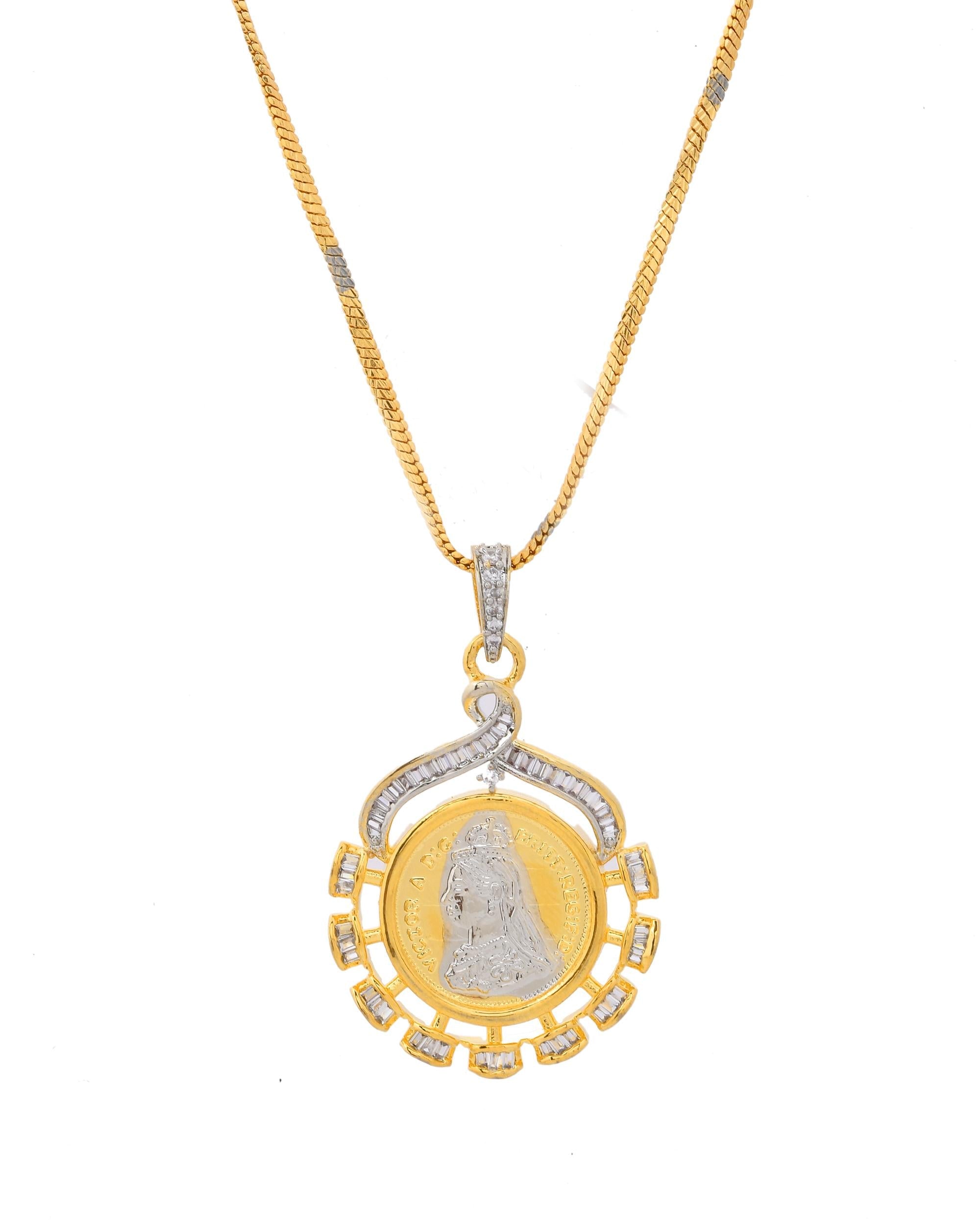 VOJ Dual Toned Ad-Studded Designer Chain Set