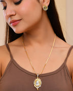 VOJ Dual Toned Ad-Studded Gold-Polished Coin Chain Set