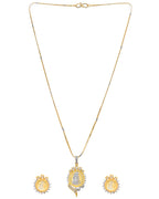 VOJ Dual Toned Ad-Studded Gold-Polished Coin Chain Set