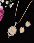 VOJ Dual Toned Ad-Studded Gold-Polished Coin Chain Set