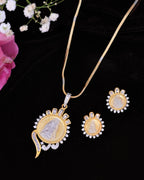 VOJ Dual Toned Ad-Studded Gold-Polished Coin Chain Set