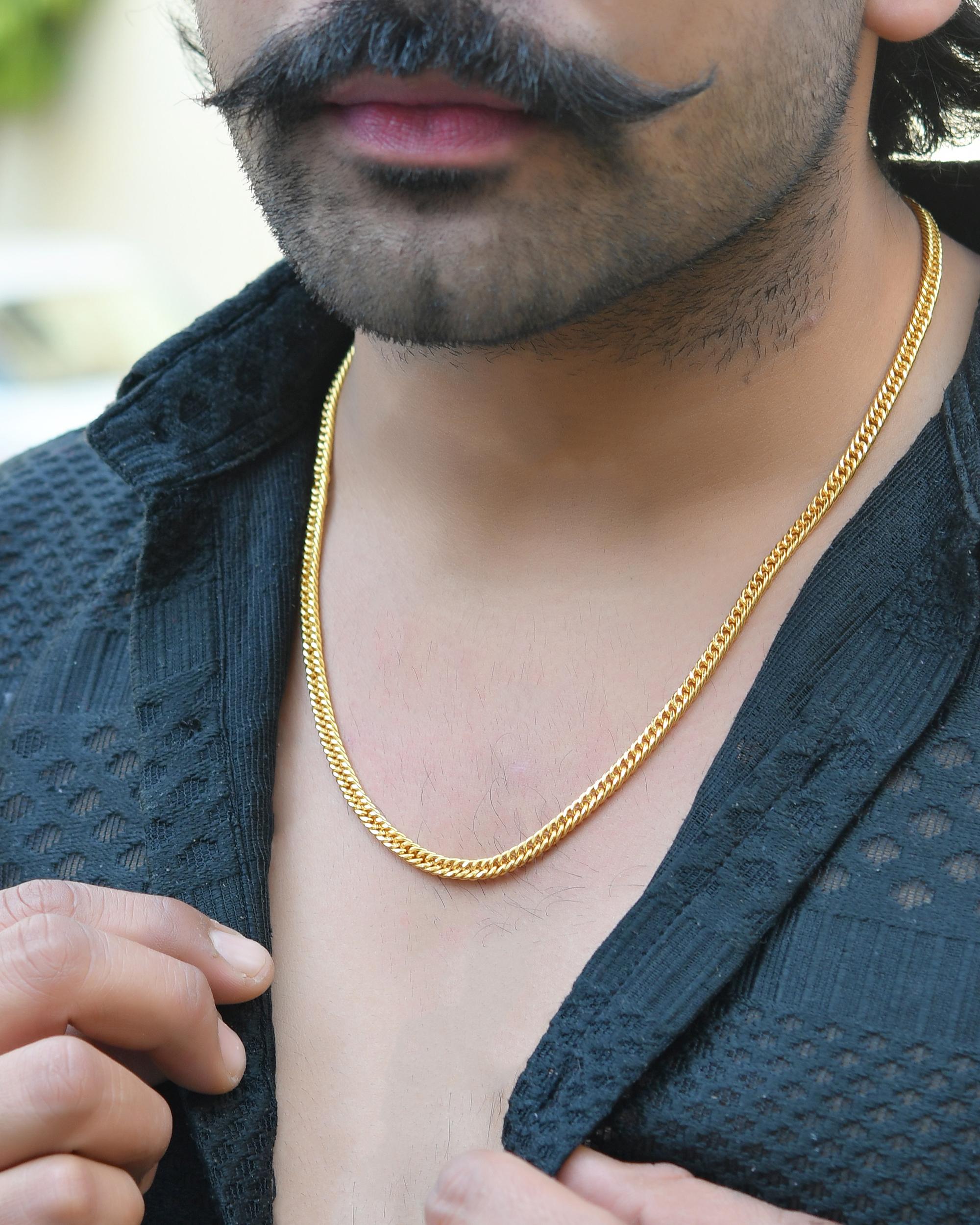 VOJ Gold-Polished Designer Men Chain