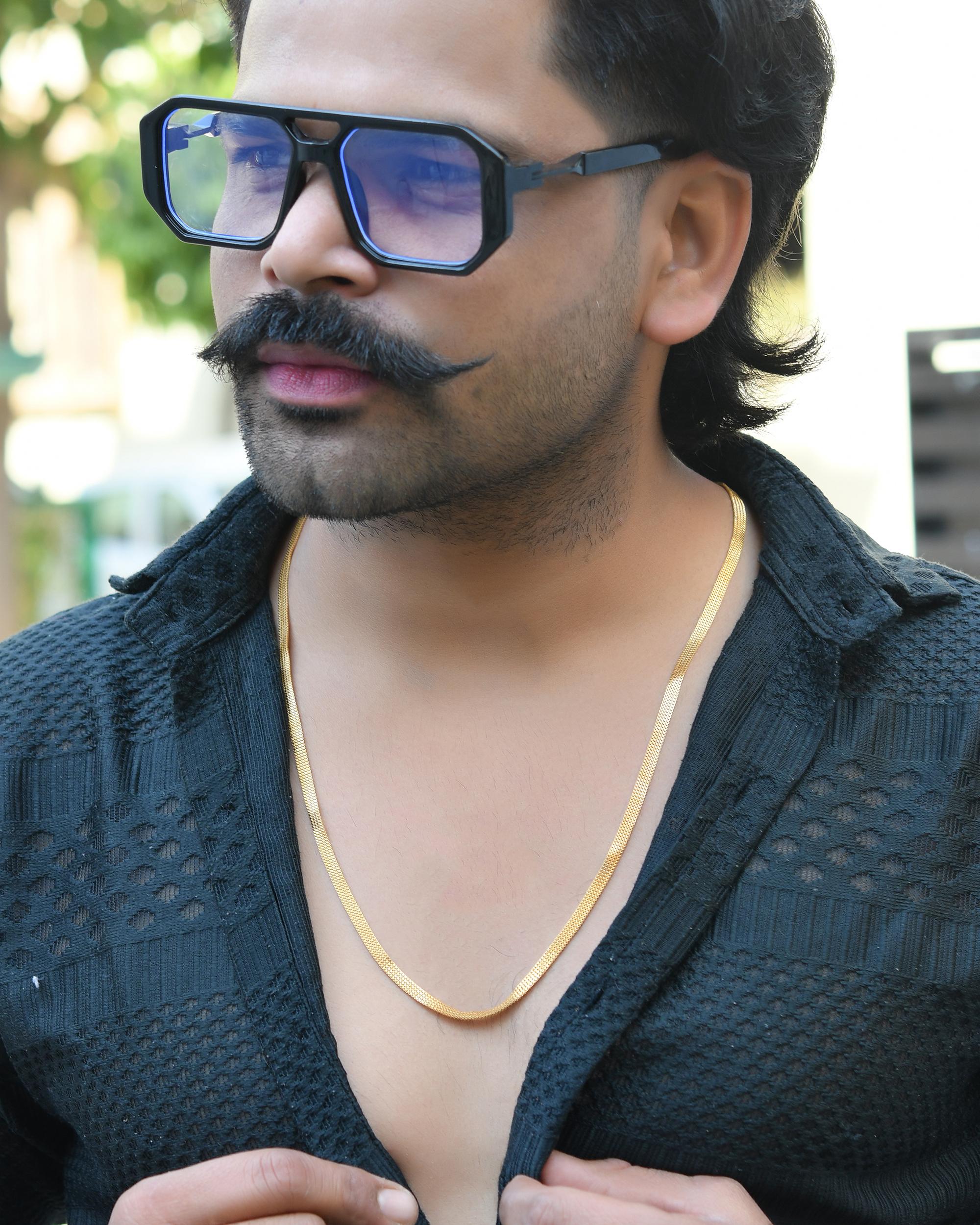 VOJ Gold-Polished Designer Box Men Chain