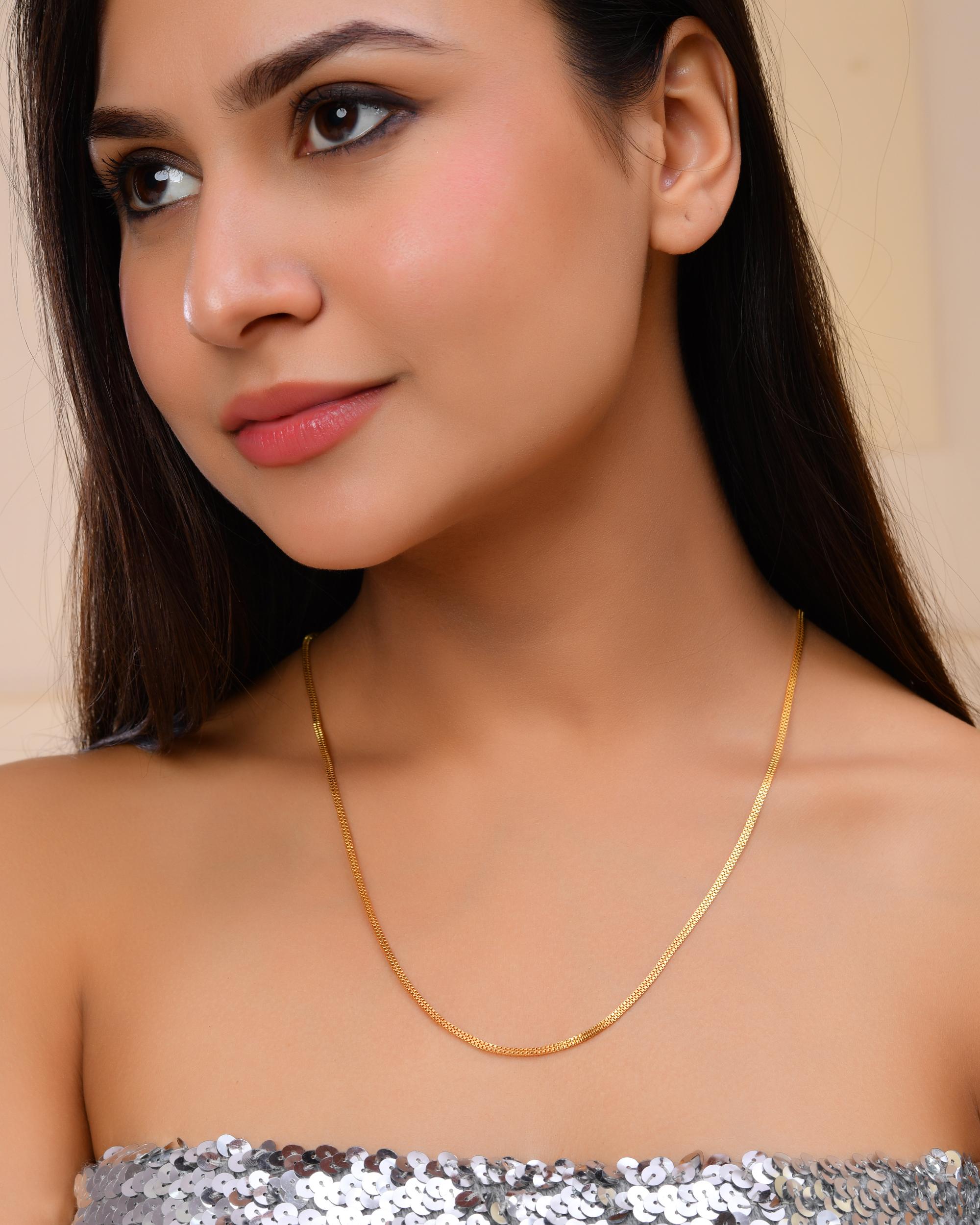 VOJ Gold-Polished Designer Box Women Chain
