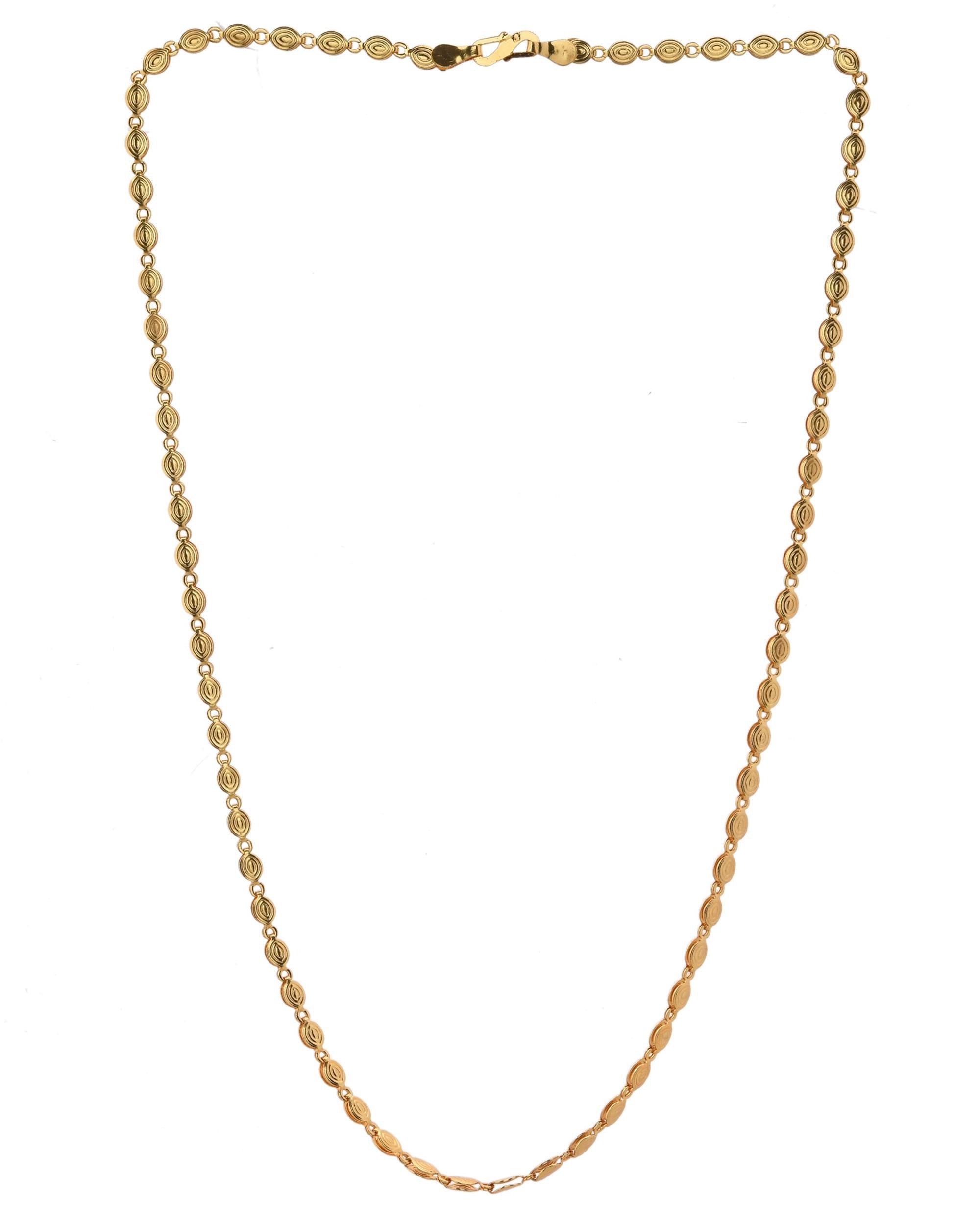 VOJ Gold-Polished Designer Oval Women Chain