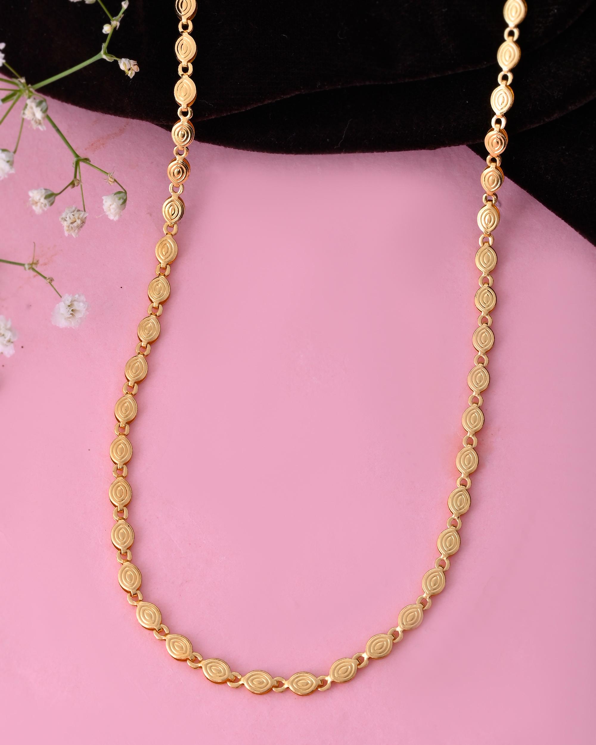 VOJ Gold-Polished Designer Oval Women Chain