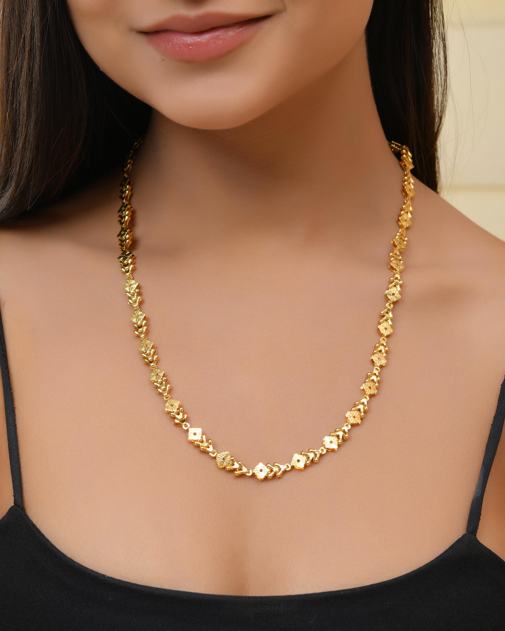 VOJ Gold-Polished Designer Square Women Chain