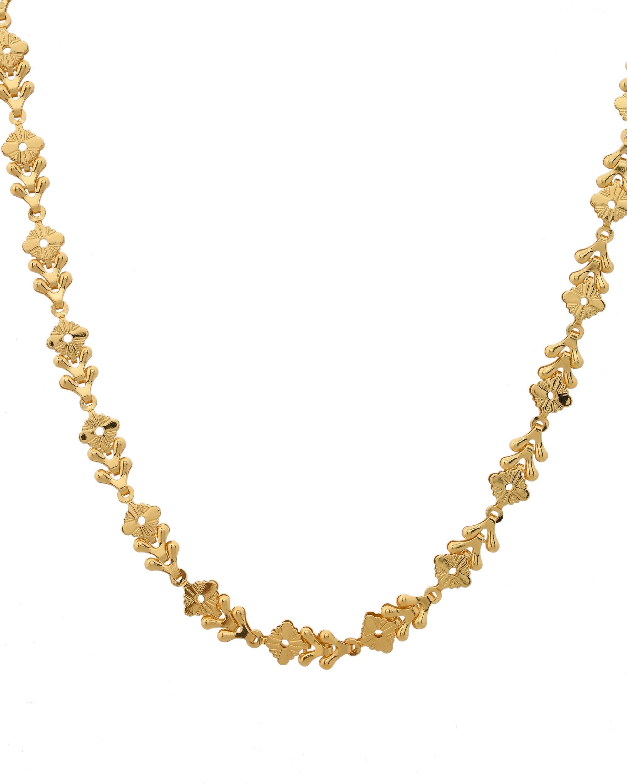 VOJ Gold-Polished Designer Square Women Chain