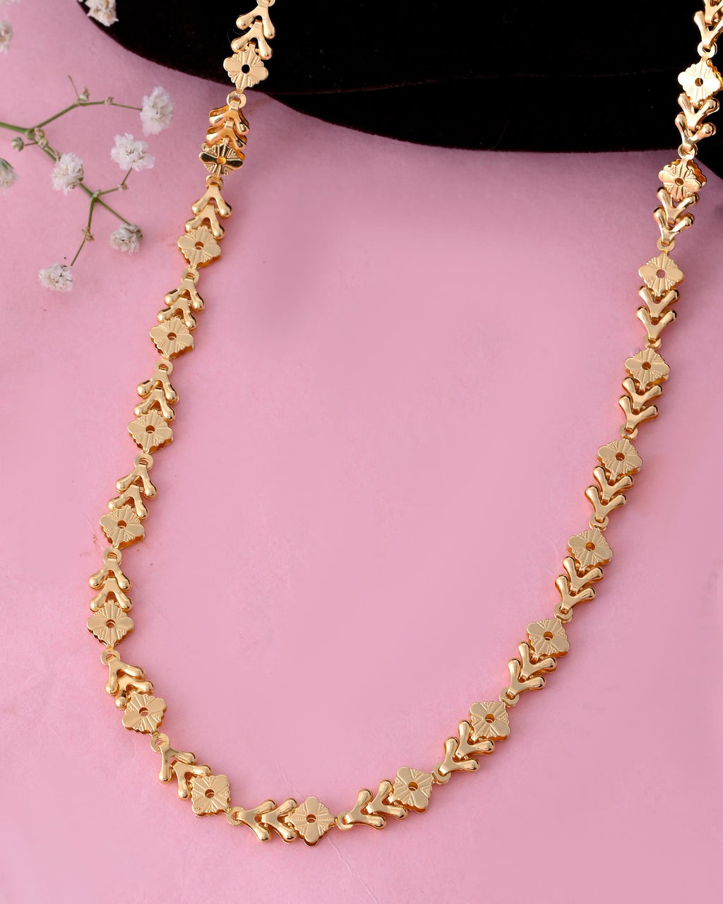 VOJ Gold-Polished Designer Square Women Chain