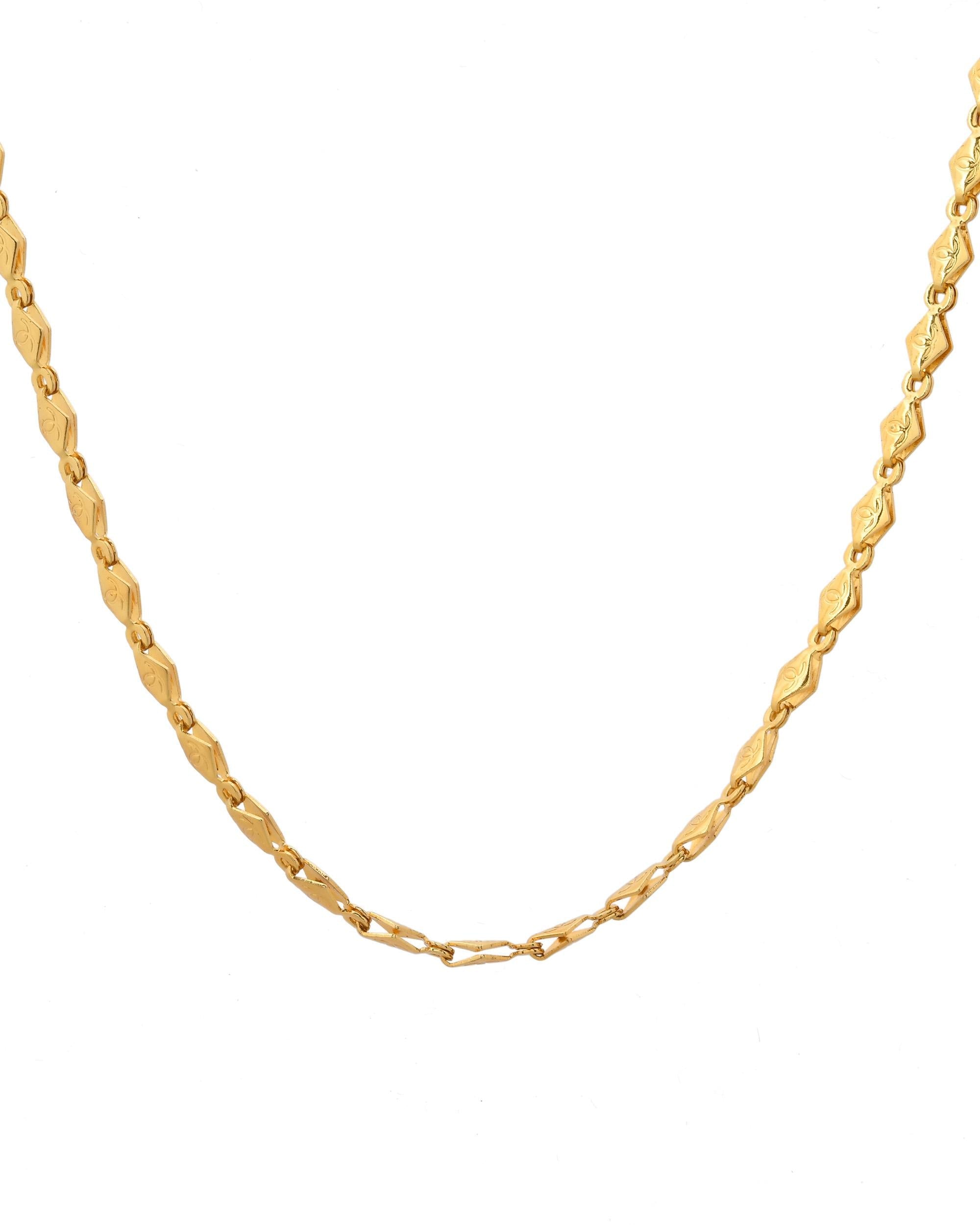 VOJ Gold-Polished Designer Oval Women Chain
