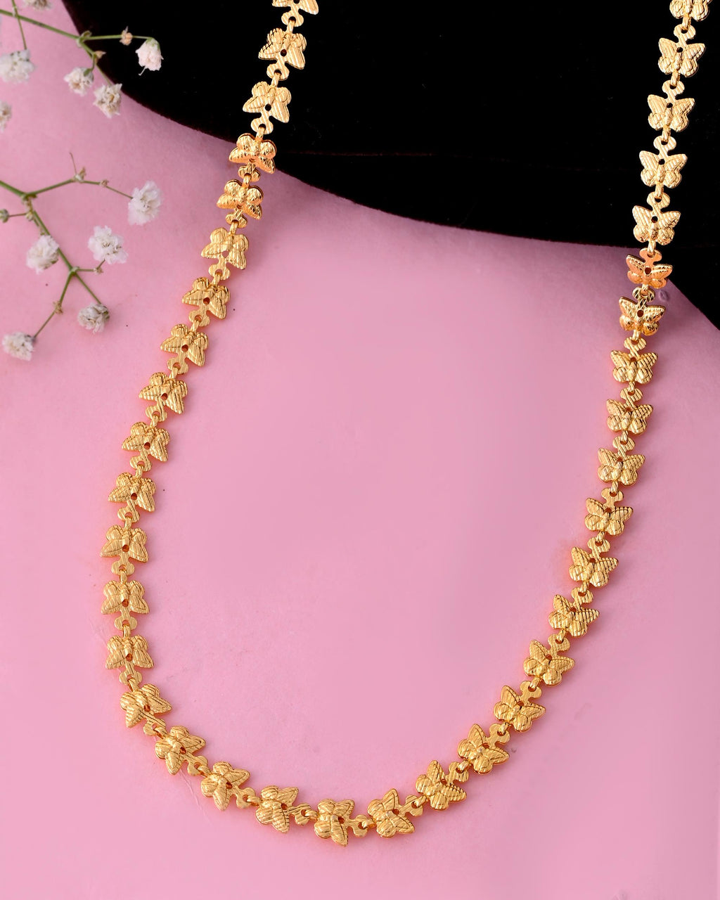 VOJ Gold-Polished Designer Butterfly Women Chain