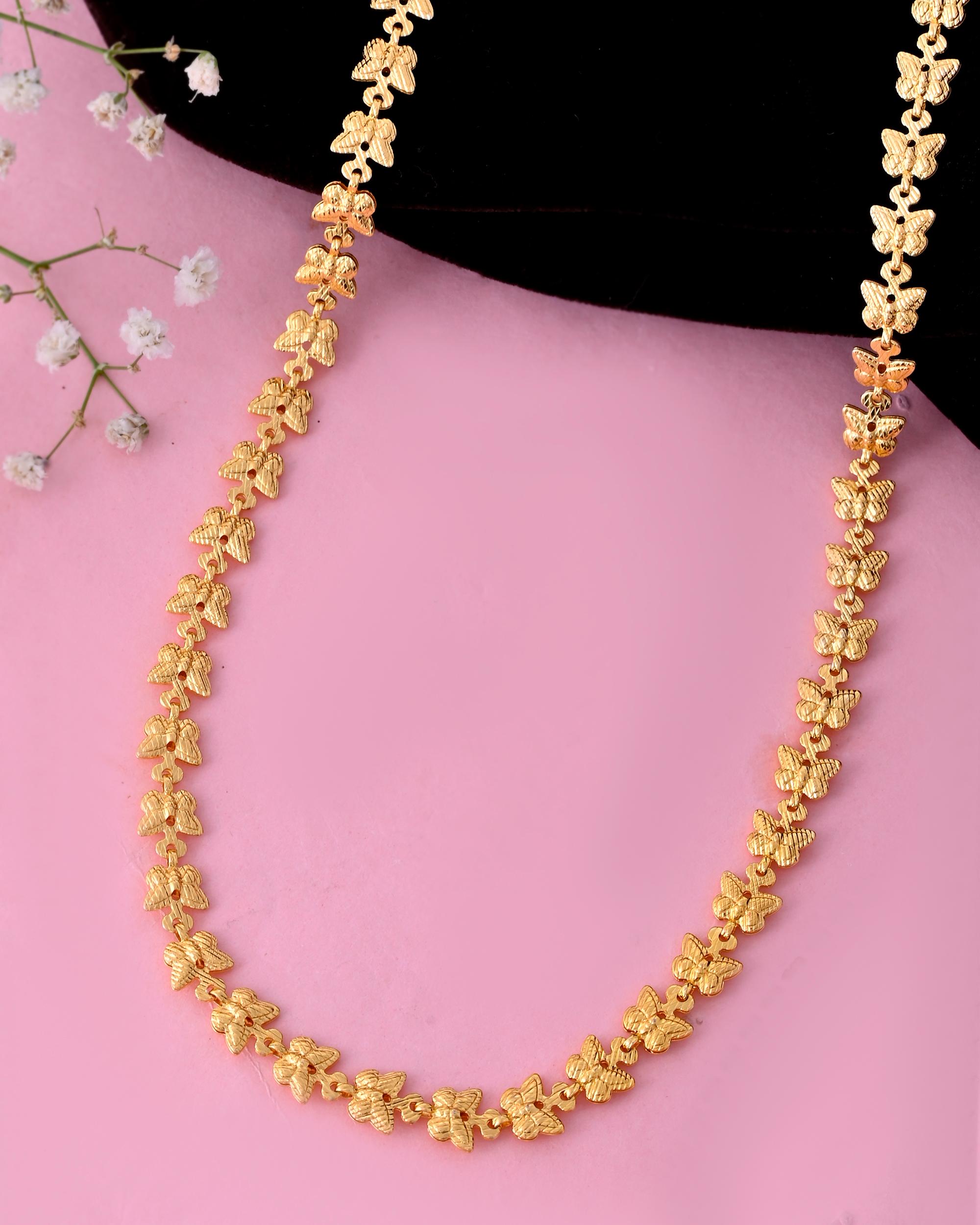 VOJ Gold-Polished Designer Butterfly Women Chain