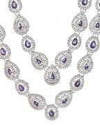 VOJ Silver Plated Stainless Steel American Diamond Studded Jewellery Set