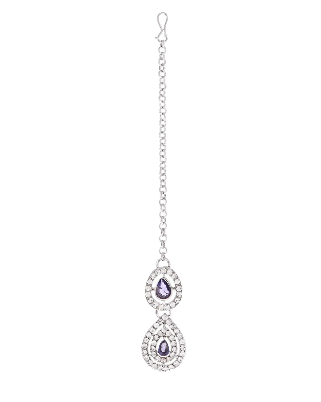 VOJ Silver Plated Stainless Steel American Diamond Studded Jewellery Set