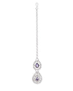 VOJ Silver Plated Stainless Steel American Diamond Studded Jewellery Set