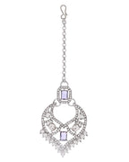 VOJ Silver-Plated American Diamond-Studded Jewellery Set