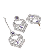 VOJ Silver-Plated American Diamond-Studded Jewellery Set