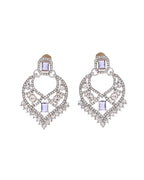 VOJ Silver-Plated American Diamond-Studded Jewellery Set