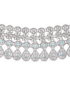 VOJ Silver-Plated American Diamond Studded Jewellery Set