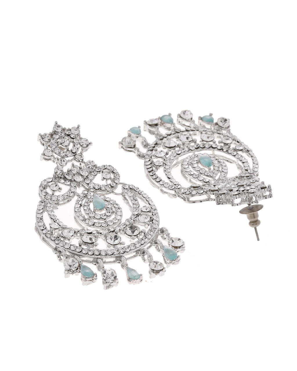 VOJ Silver-Plated American Diamond Studded Jewellery Set