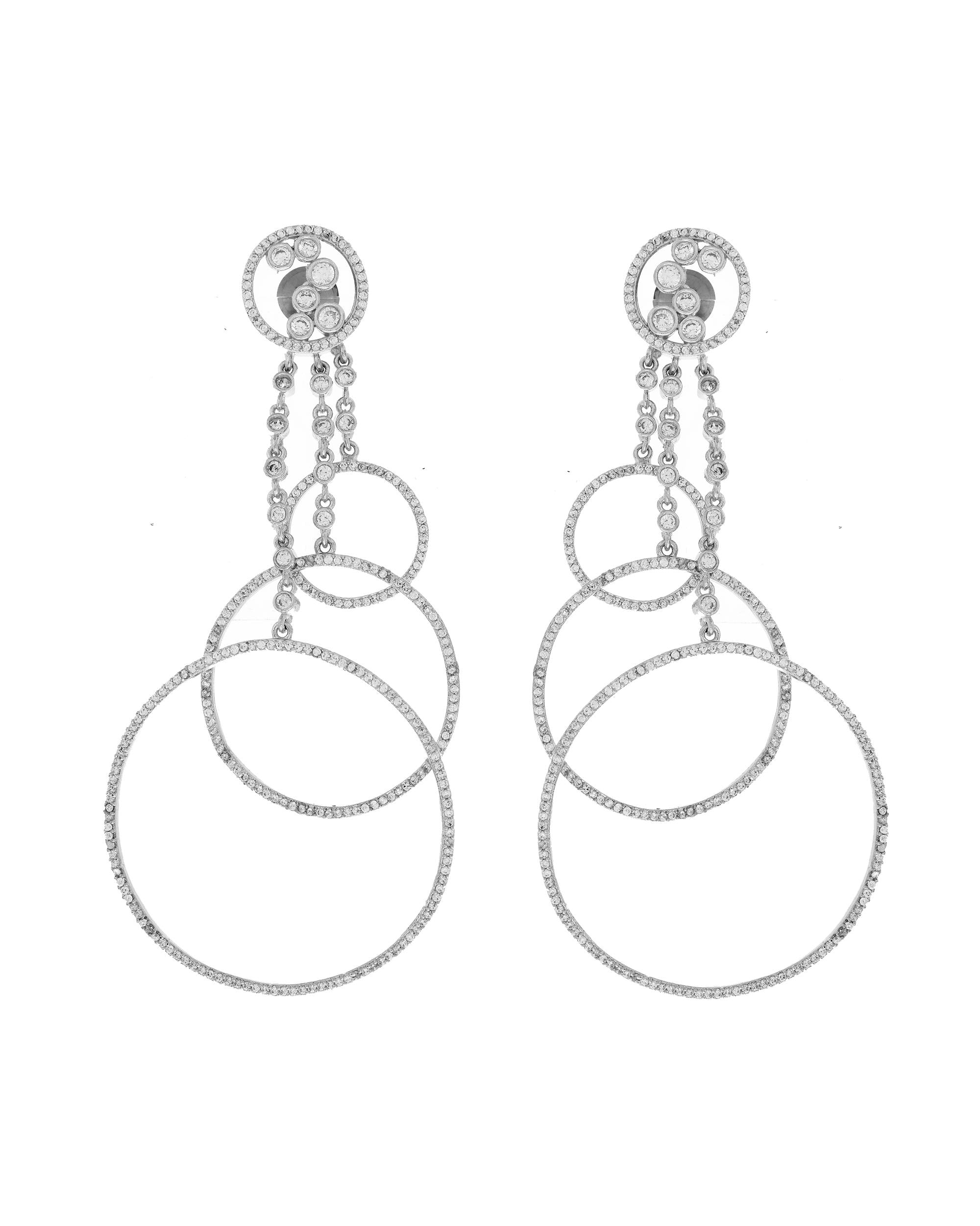 VOJ Silver Plated Ad Stone Studded Crescent Shaped Long Drop Earrings - Distacart