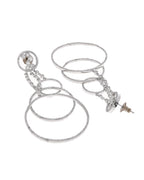 VOJ Silver Plated Ad Stone Studded Crescent Shaped Long Drop Earrings - Distacart