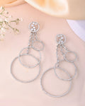 VOJ Silver Plated Ad Stone Studded Crescent Shaped Long Drop Earrings - Distacart