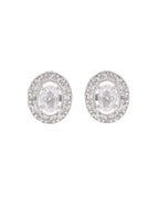 VOJ Silver Plated Ad-Studded Pendant With Chain And Earrings Set - Distacart
