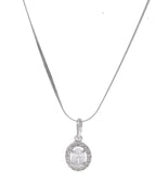 VOJ Silver Plated Ad-Studded Pendant With Chain And Earrings Set - Distacart