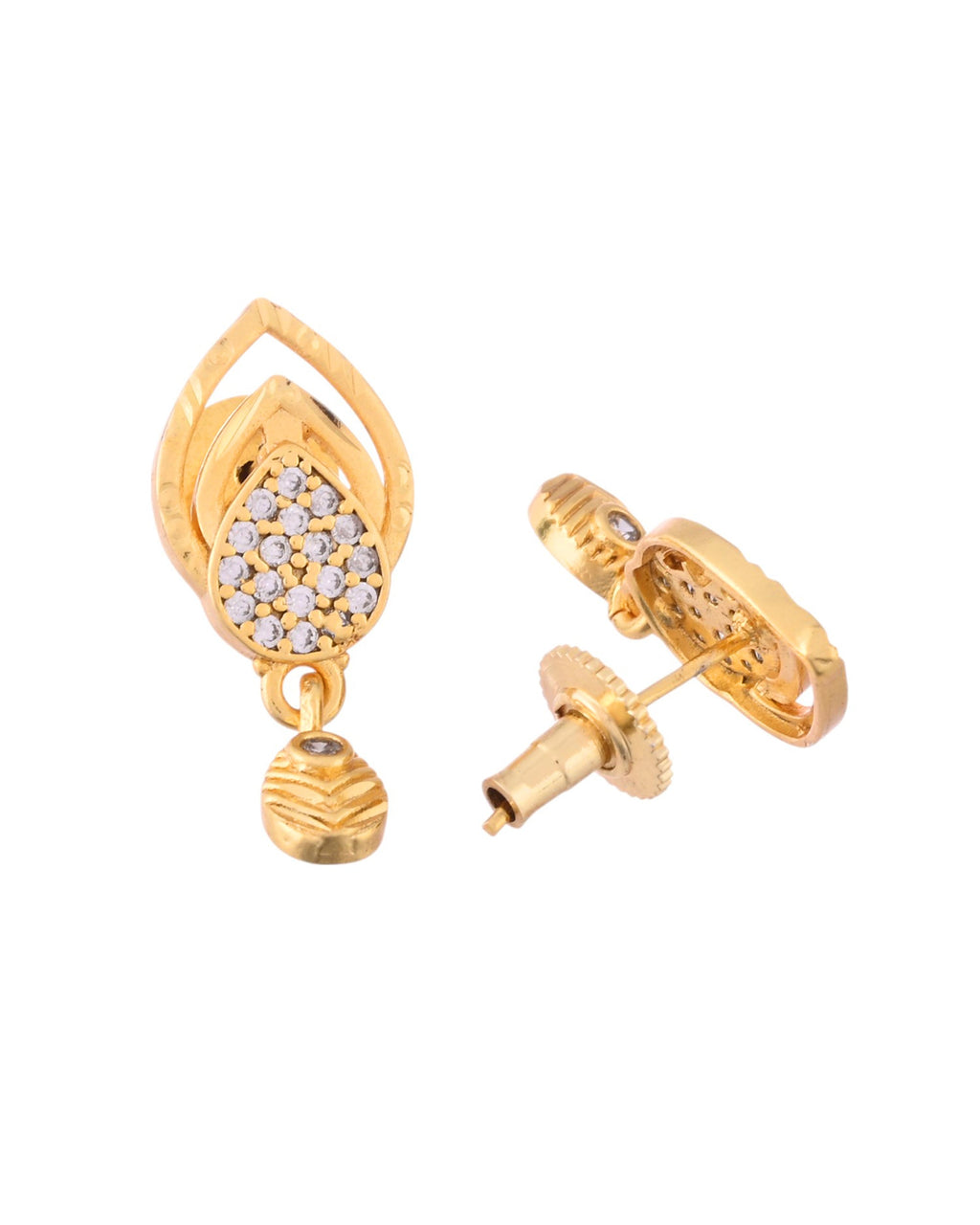 VOJ Gold-Polished AD Stone Studded Designer Chain Set