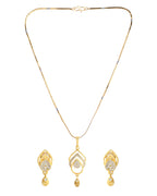 VOJ Gold-Polished AD Stone Studded Designer Chain Set