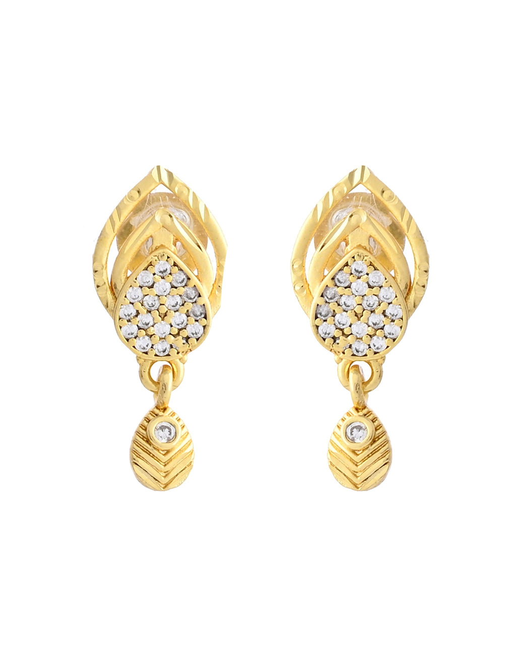 VOJ Gold-Polished AD Stone Studded Designer Chain Set