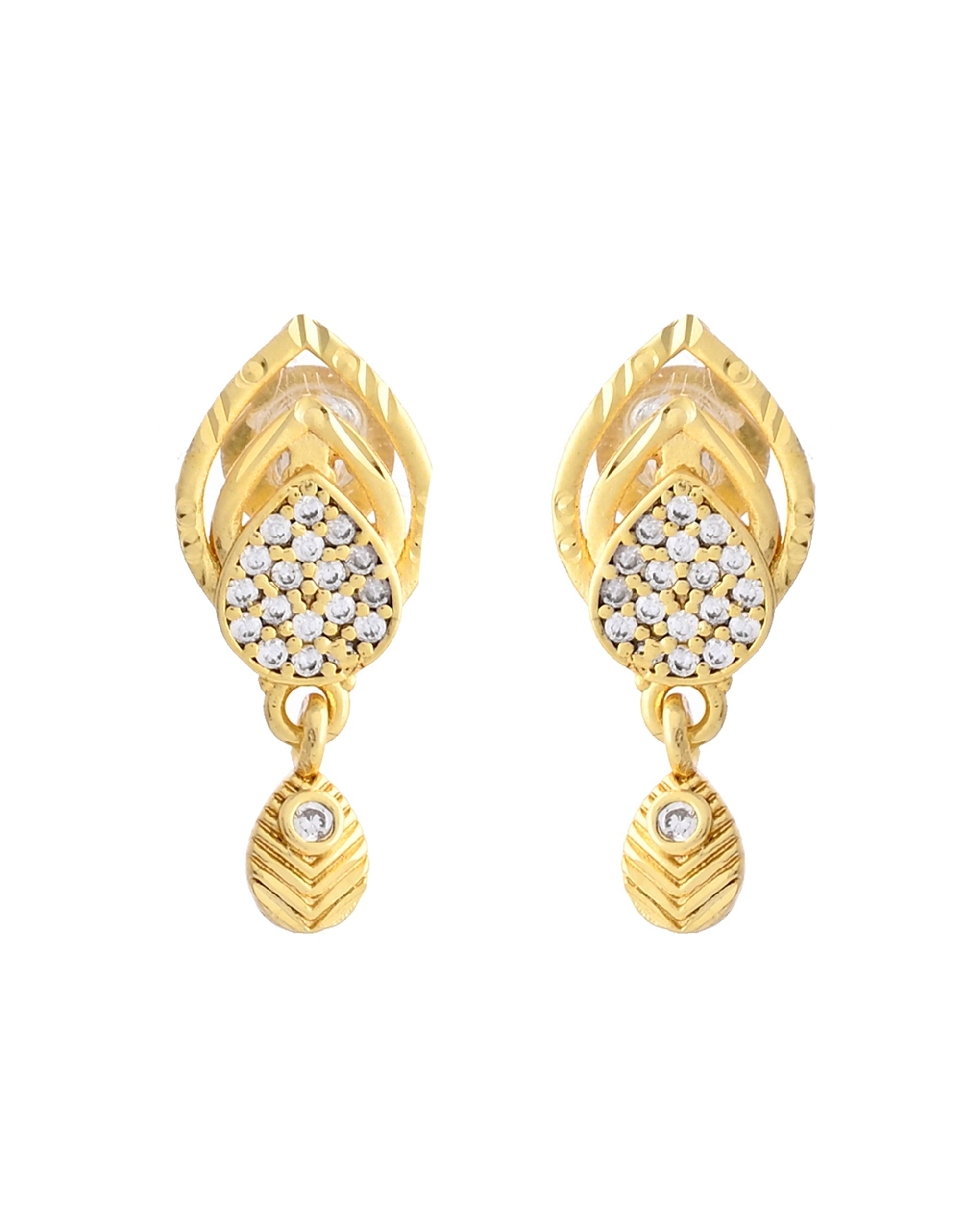 VOJ Gold-Polished AD Stone Studded Designer Chain Set
