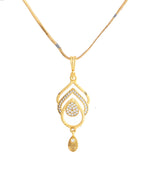 VOJ Gold-Polished AD Stone Studded Designer Chain Set