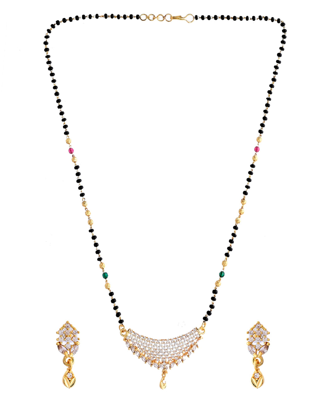 VOJ Gold-Polished AD Stone Studded MangalSutra Set - Distacart