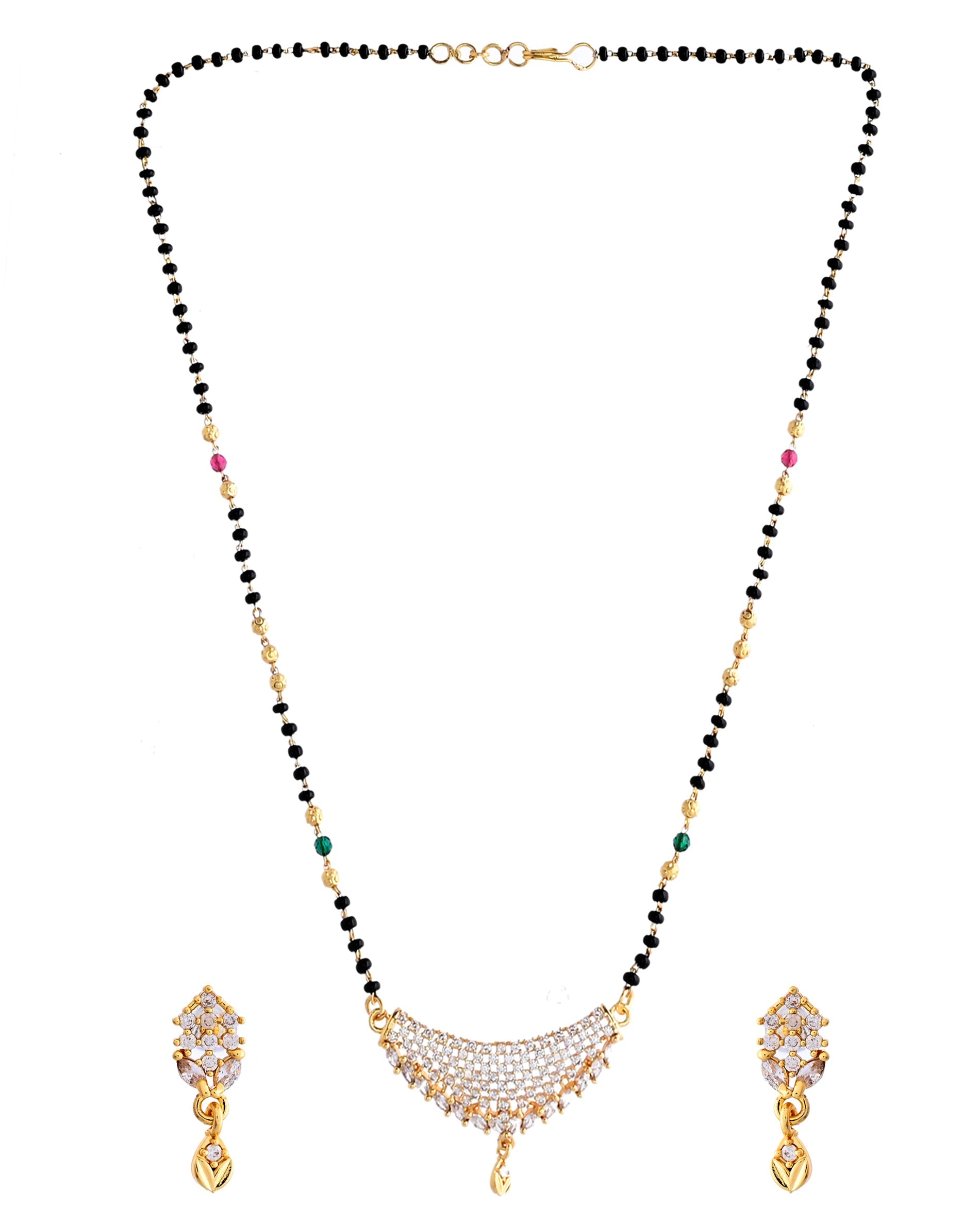 VOJ Gold-Polished AD Stone Studded MangalSutra Set - Distacart