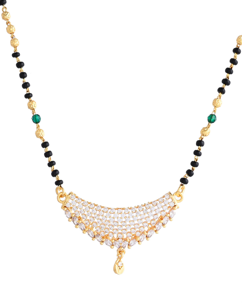 VOJ Gold-Polished AD Stone Studded MangalSutra Set - Distacart