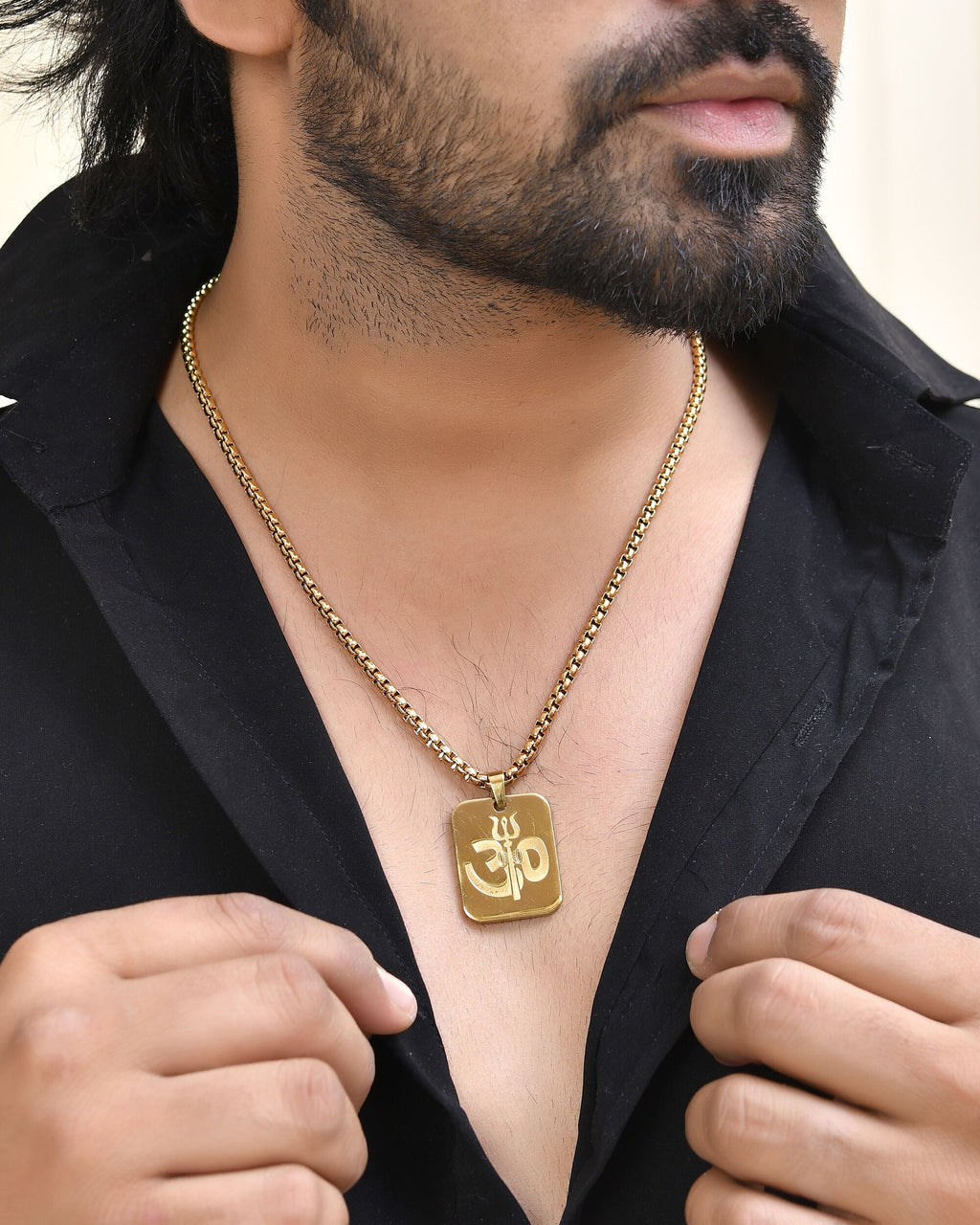 VOJ Gold Toned Men Chain With OM Pandent