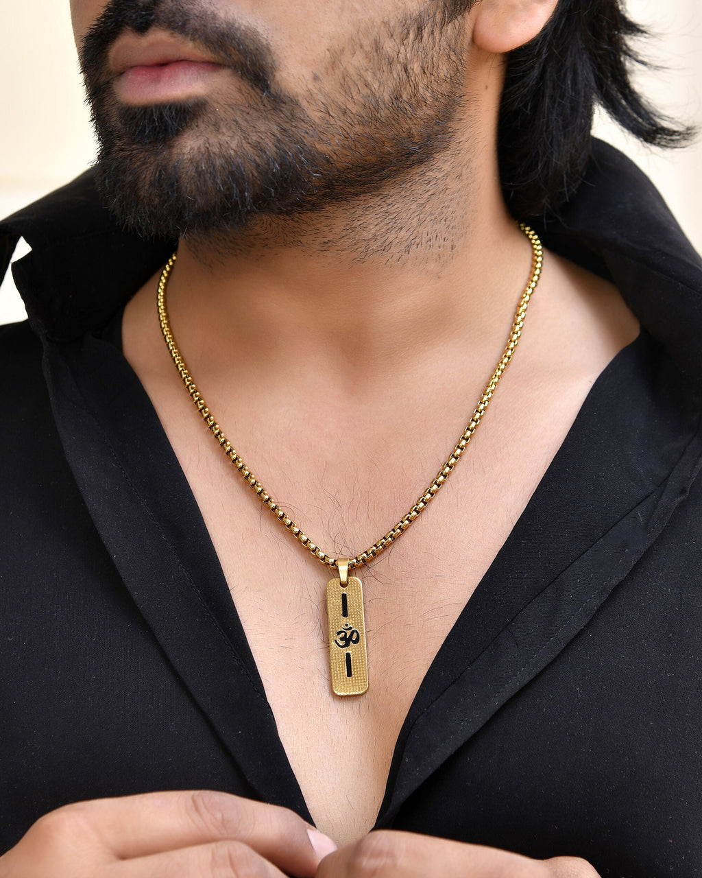 VOJ Men's Gold-Polished Chain With Pandent