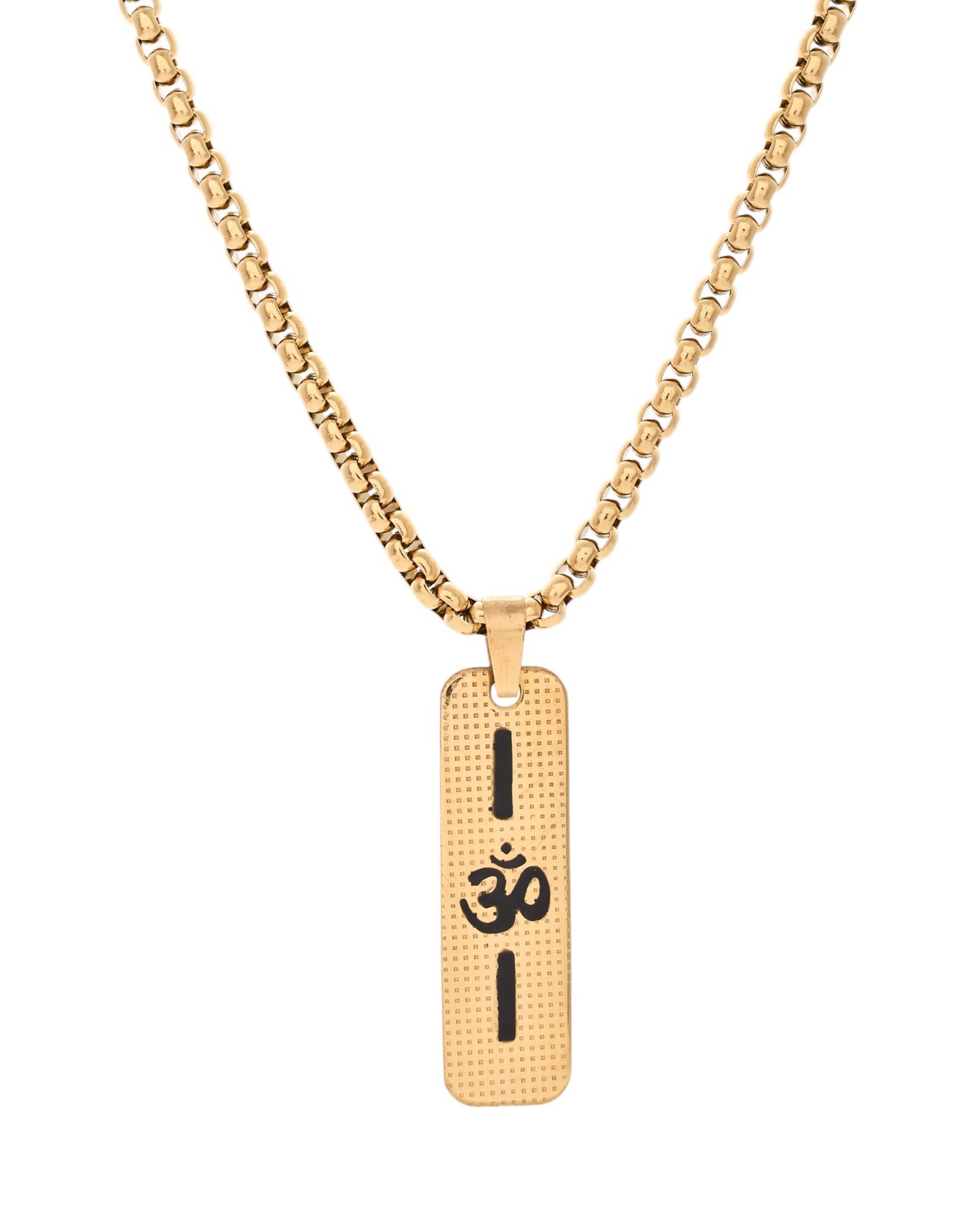 VOJ Men's Gold-Polished Chain With Pandent