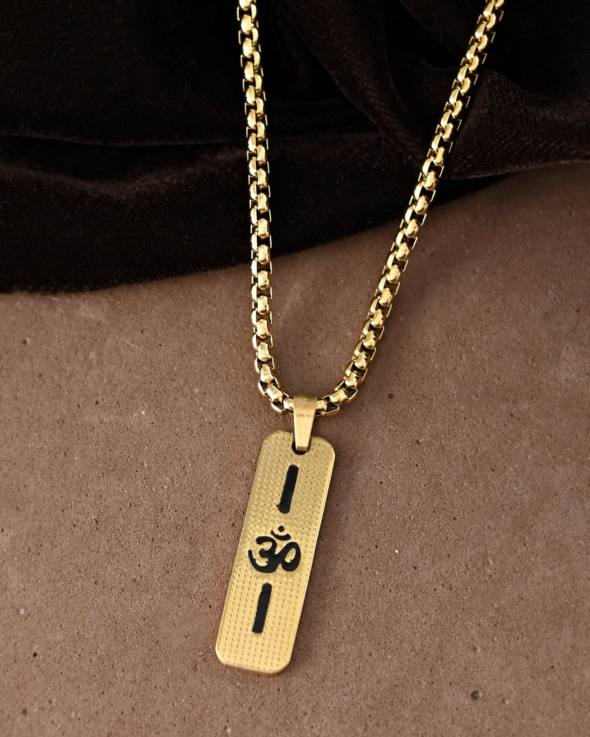 VOJ Men's Gold-Polished Chain With Pandent