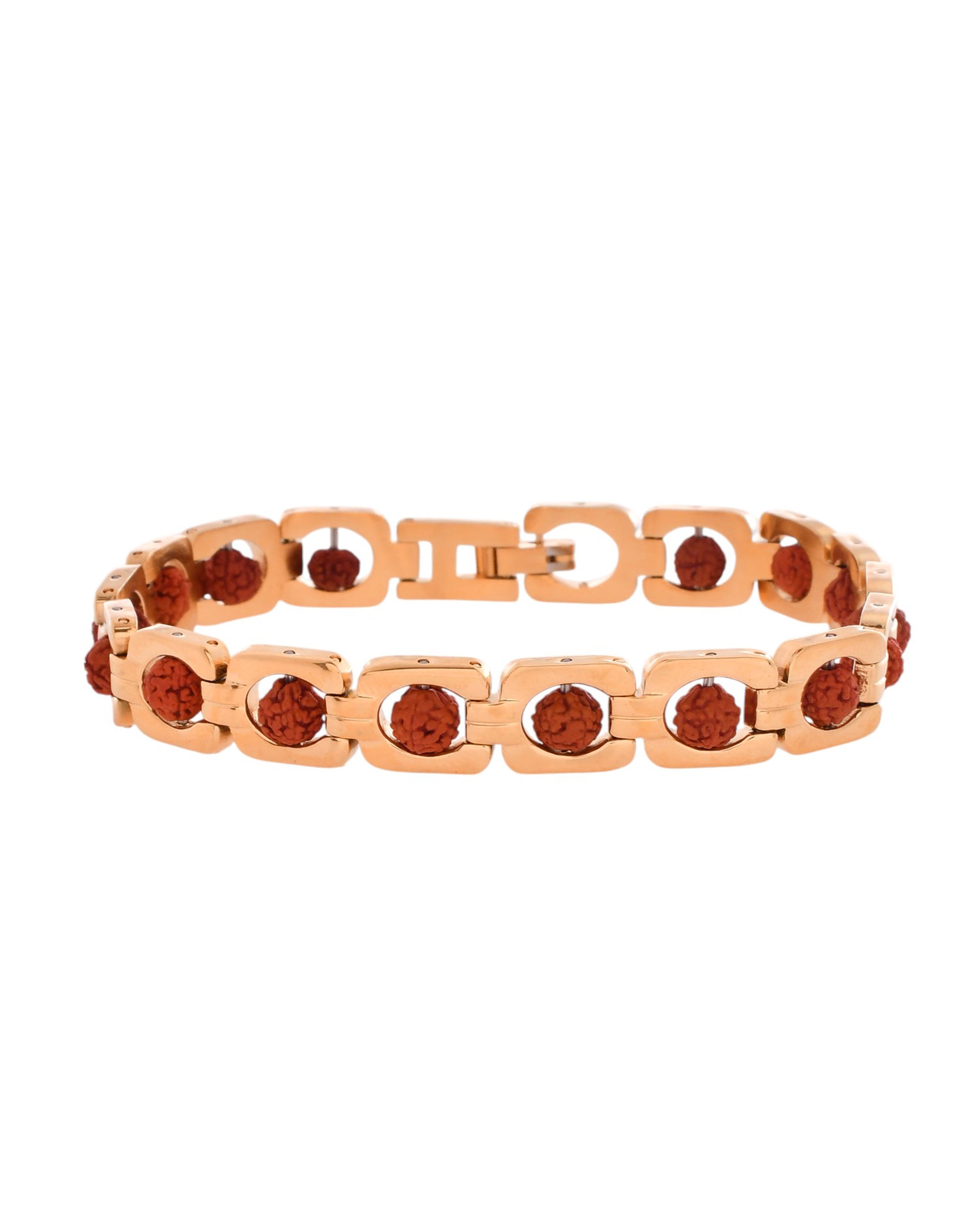 VOJ Men's Gold Toned Rudraksha Bracelet - Distacart